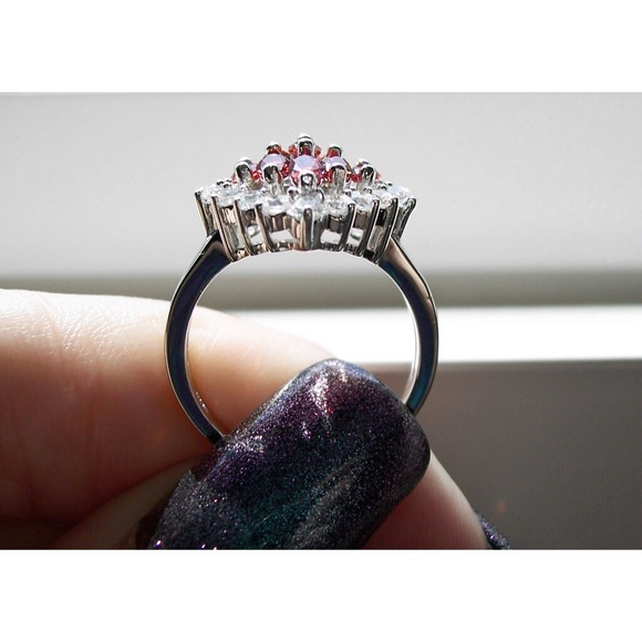 925 STERLING SILVER Simulated Garnet Cubic Zirconia Marquise Ring - Picture 7 of 16